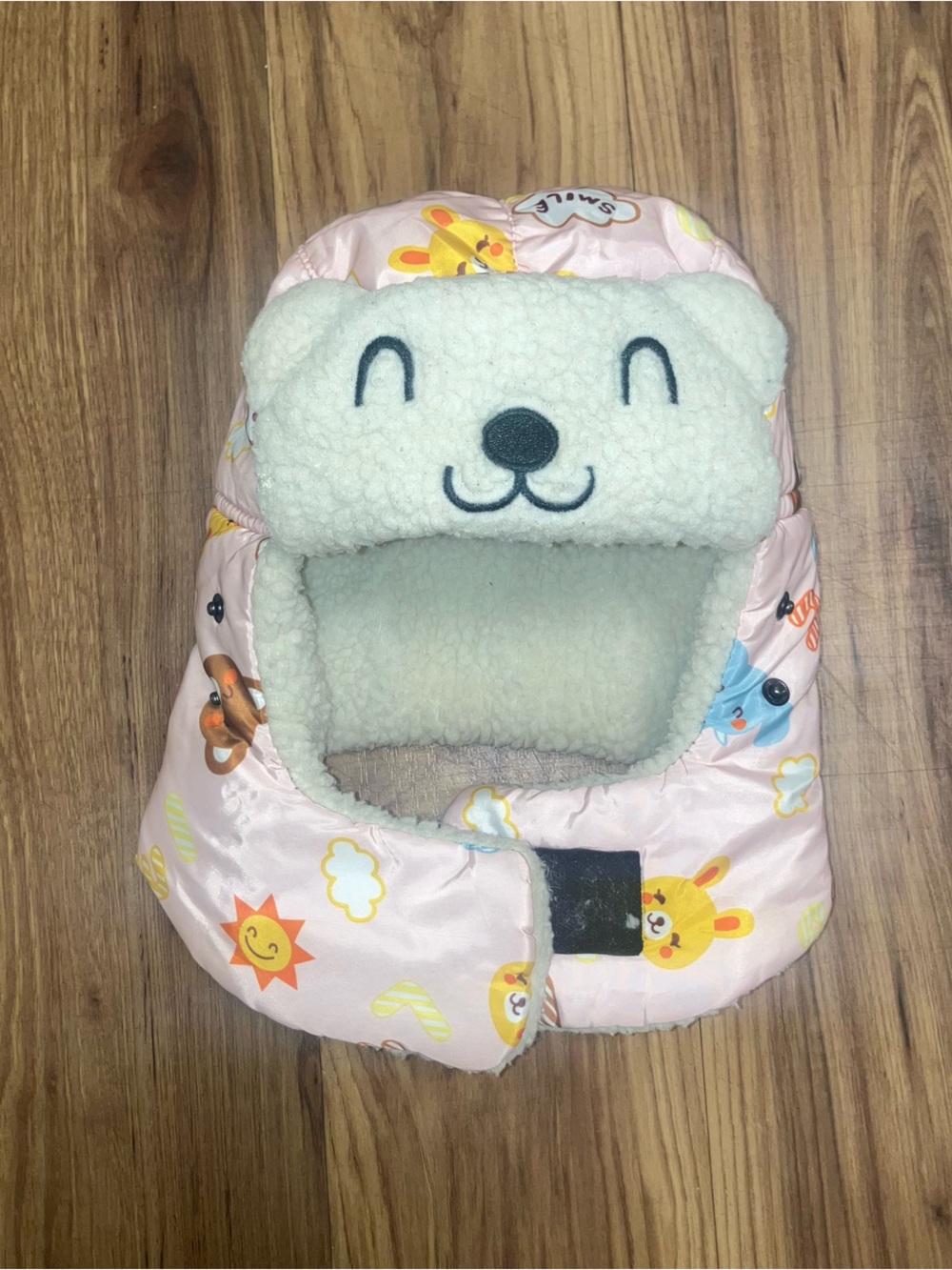 (Kids but can fit women’s) Pink Baby Mittens with Cartoon Animal Face